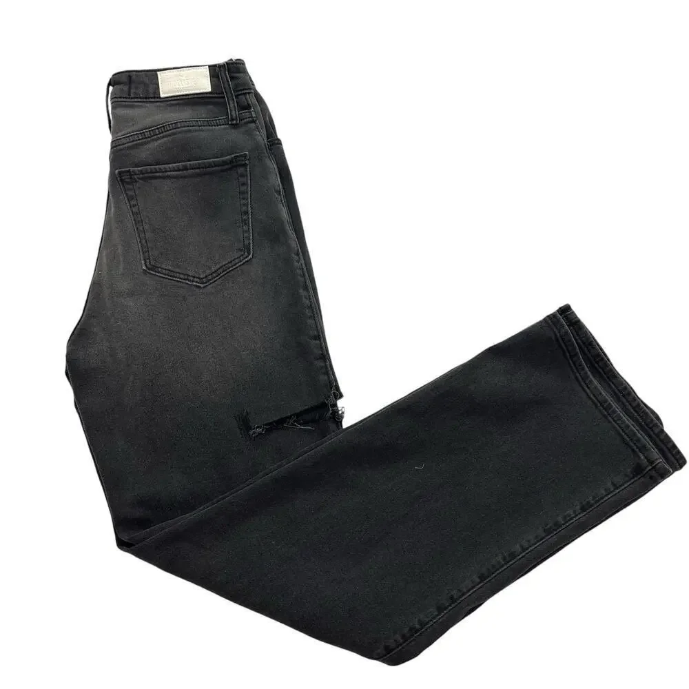 Hollister Ultra High-Rise Dad Jeans Black Straight Leg Thigh Slit Jeans Size 26 - Picture 6 of 7